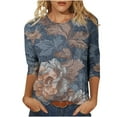 thumbnail image 1 of Womens Plus Size Clothes Vintage Crew Neck Tee 3/4 Sleeve Tops Trends Printed Tunics Blouses Baggy Boho Dressy Shirts Formal Trendy Blouse Going Out Party Clothing, 1 of 5