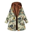Womens Plus Size Coat Thickened Overcoat Leaves Print Warm Trendy