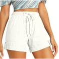 thumbnail image 1 of ZQUUVOU Womens Plus Size Comfy Drawstring Casual Elastic Waist Pocket Loose Shorts Pants White, 1 of 9
