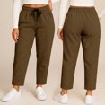 thumbnail image 1 of Womens Plus Size Corduroy Wide-Leg Pants Solid Color Elastic Waist Side Pockets Soft Comfy Fabric Casual Sports Daily Office Weekend Fall Winter Fashion Ladies Wear Brown XXL, 1 of 8