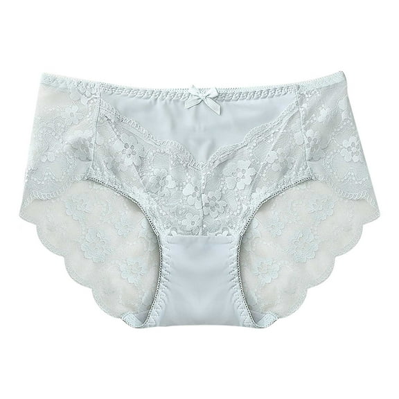Womens Plus Size Cotton Briefs Hi Cut Full No Show Brief Panty Cut Bow Knot Lace Trimmed Silky Leakproof Underwear