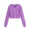 thumbnail image 1 of Womens Plus Size Crop Hoodies S-5X Zipper Up Fleece Lined Sweatshirts Coats Juniors Casual Solid Long Sleeve Hooded Jackets with Pockets, 1 of 5