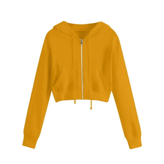 Womens Plus Size Crop Hoodies S-5X Zipper Up Fleece Lined Sweatshirts Coats Juniors Casual Solid Long Sleeve Hooded Jackets with Pockets