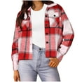 thumbnail image 1 of Womens Plus Size Cropped Flannel Shacket Casual Jacket Plaid Button Down Long Sleeve Shirt Fall Winter Outfits with Pockets, 1 of 4