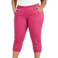 thumbnail image 1 of Womens Plus Size Cropped Pants, Casual Elastic Waist Solid Capris Pants with Pockets for Running Cycling Workout, 1 of 9
