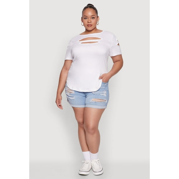 Womens Plus Size Cut Out Tee