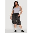 thumbnail image 1 of Womens Plus Size Daisy Denim Cargo Pocket Bermuda Shorts, 1 of 5