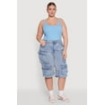 thumbnail image 1 of Womens Plus Size Daisy Denim Cargo Pocket Bermuda Shorts, 1 of 5