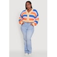 thumbnail image 1 of Womens Plus Size Daisy Striped Cropped Button Front Cardigan, 1 of 5
