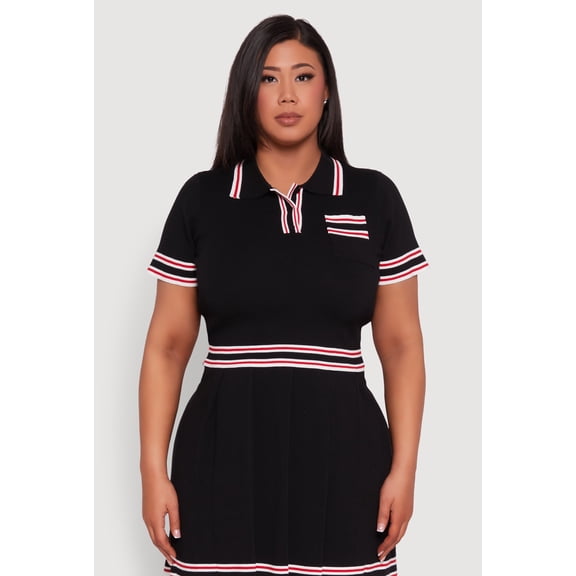 Womens Plus Size Daisy Varsity Stripe Crop Top