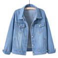 thumbnail image 1 of Womens Plus Size Denim Jackets S-4X Trendy Button Up Collared Long Sleeve Jean Coats with Pockets Ladies Casual Solid Outerwear Jacket, 1 of 4