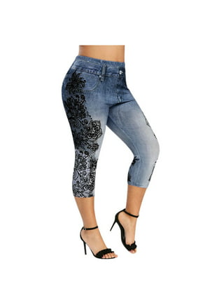 Women'S Street Cool Gothic Style Low-Rise Print Leg Loop Trousers Washed  Jeans