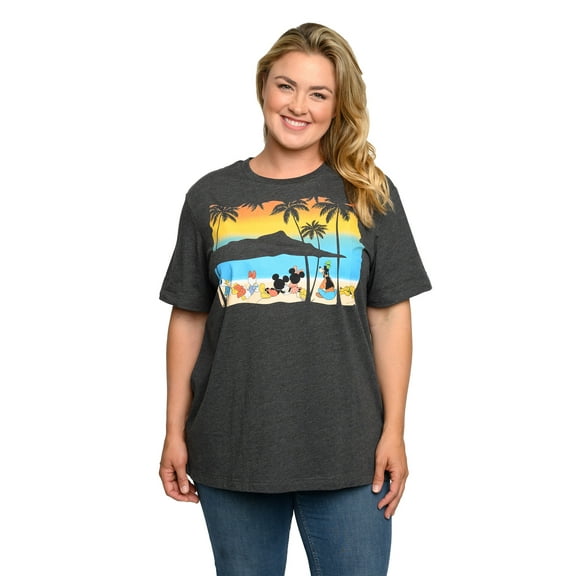 Womens Plus Size Disney Mickey & Minnie Mouse T-Shirt Sunset Goofy Daisy Donald