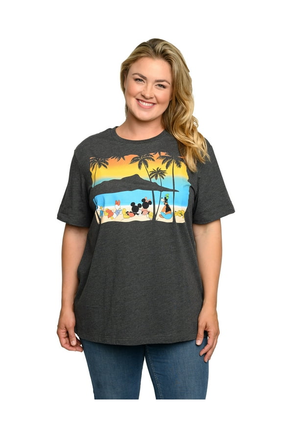 Womens Plus Size Disney Mickey & Minnie Mouse T-Shirt Sunset Goofy Daisy Donald