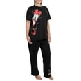 thumbnail image 1 of Womens Plus Size Disney Minnie Mouse Leaning Pajama Lounge Wear Black 2 Pc Set, 1 of 6
