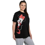 Womens Plus Size Disney Minnie Mouse Leaning Short Sleeve T-Shirt Black