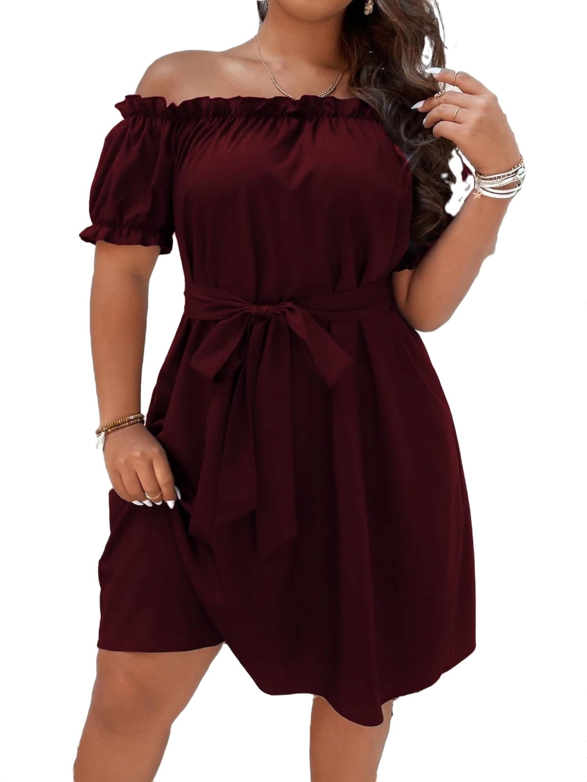 burgundy casual dress