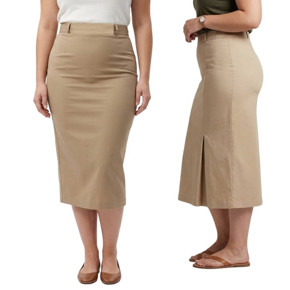 Womens Plus Size Dressy Office Work Maxi Skirt High Waisted Long Stretch 14 to 24