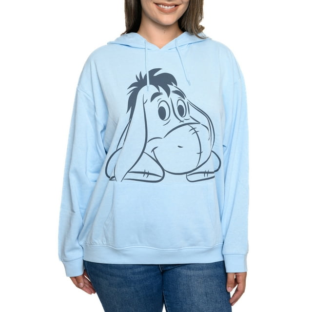 Womens Plus Size Eeyore Hoodie Sweatshirt Fleece Pullover Disney
