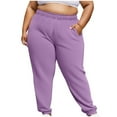 thumbnail image 1 of Womens Plus-Size Elastic Waist Sweatpants, Soft Stretchy Cotton Pants With Side Pockets For Gym/Home/Running Purple XL, 1 of 6