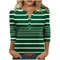 thumbnail image 1 of Womens Plus Size Fall Clothes, 3/4 Sleeve Shirts for Women Fashion Loose Fit Striped Printed Button Up Crewneck T-Shirts, 1 of 6
