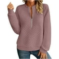 thumbnail image 1 of Womens Plus Size Fall Clothes, Zip Up Sweatshirts for Women Fashion Pleated Solid Color Full Zip Long Sleeve Pullover, 1 of 5