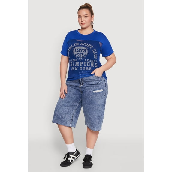 Womens Plus Size Fishnet Detail Brooklyn Sport Club Top