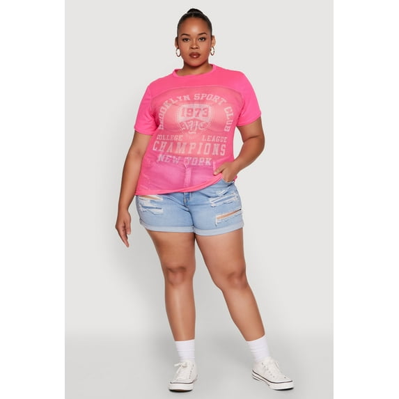 Womens Plus Size Fishnet Detail Brooklyn Sport Club Top