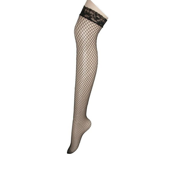 Womens Plus Size Fishnet Stockings with Lace Top Thigh Highs Hosiery