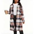 thumbnail image 1 of Womens Plus Size Flannel Plaid Shirts Long Sleeve Lounge Lapel Boyfriend Button Down Tartan Long Jacket Coats, 1 of 2