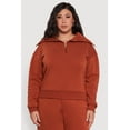 thumbnail image 1 of Womens Plus Size Fleece Collared Quarter Zip Pullover Sweatshirt, 1 of 5