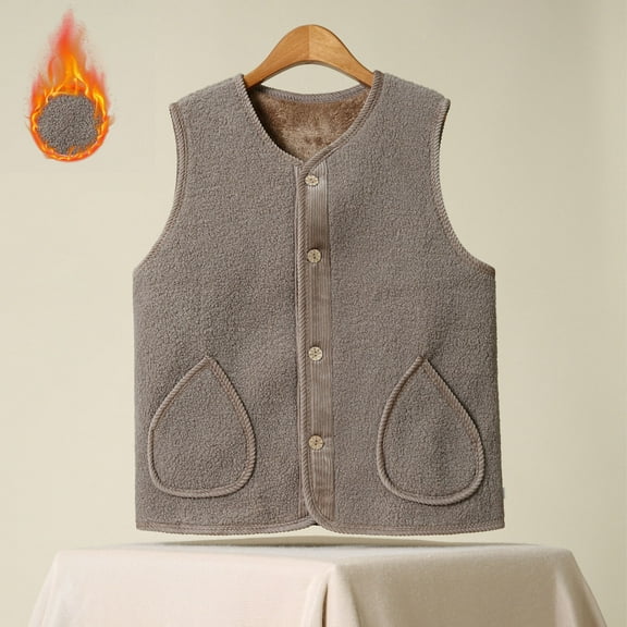 Womens Plus Size Fleece Vest Sleeveless Lightweight Soft Sherpa Buttons Front Gilet Casual Fall Winter Warm Comfy Jacket with Pockets