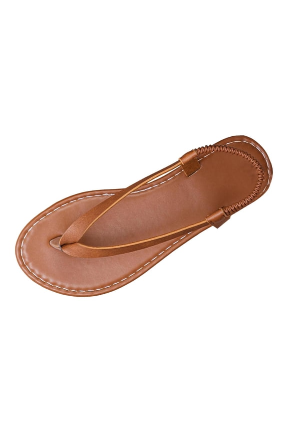 Womens Plus Size Flip Flop Beach Sandals Toe Post Casual Spring Summer Comfortable Durable Outsole Pu Size Us 6.5 Brown