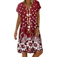 thumbnail image 1 of Womens Plus Size Floral Short Sleeve Midi Dresses Summer V Neck Beach Sundress, 1 of 2