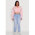 thumbnail image 1 of Women's Plus Size Flower Tufted Knit Cropped Cardigan, 1 of 5