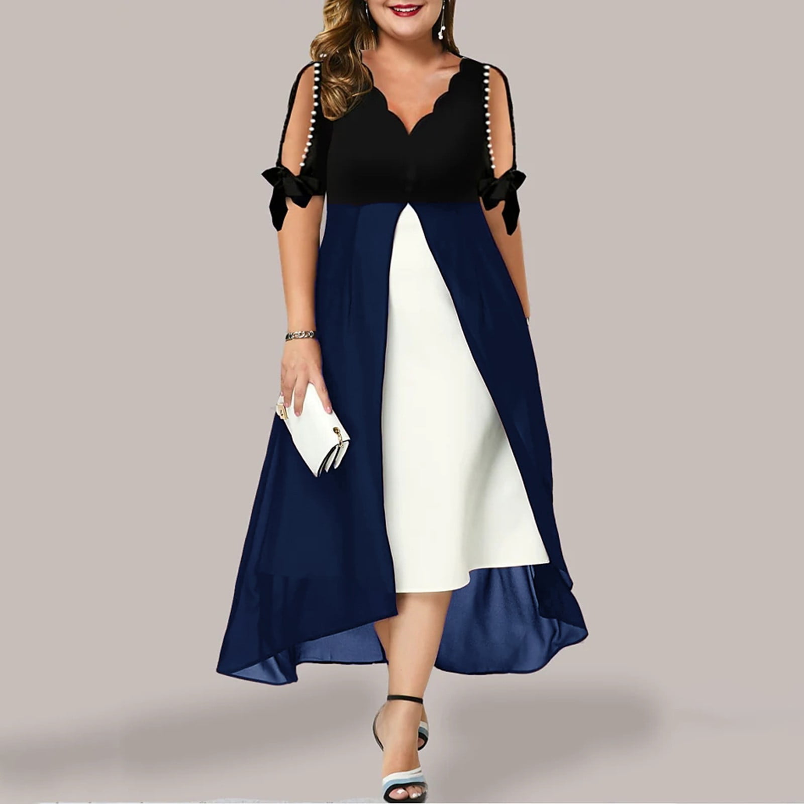 Womens Plus Size Formal Dresses V Neck Off Shoulder Cocktail Party Dress Lace  Sleeves Split A-Line High Low Dresses - Walmart.com