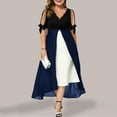 thumbnail image 1 of Womens Plus Size Formal Dresses V Neck Off Shoulder Cocktail Party Dress Lace Sleeves Split A-Line High Low Dresses, 1 of 8