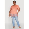thumbnail image 1 of Womens Plus Size Fringe Sleeve Hem Tee, 1 of 5