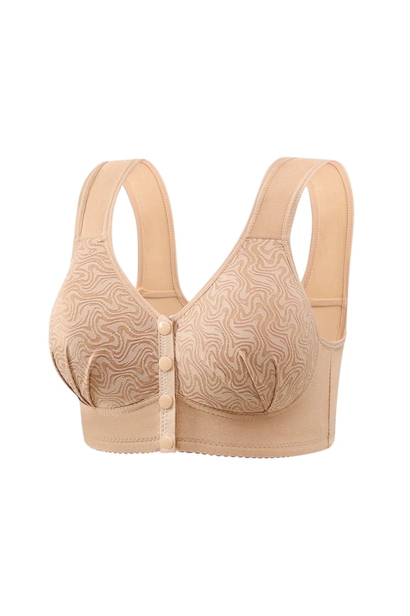 Womens Plus Size Front Closure Bras 2X-7X Wireless Push Up Comfortable Large Bust Underwear Ladies Solid Full-Coverage Support Bralettes