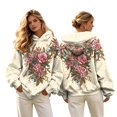 thumbnail image 1 of Womens Plus Size Graphic Hoodies Trendy Floral Printed Hooded Sweatshirts Ladies Loose Fit Pullovers Fall Long Sleeve Tops Y_Beige XXL, 1 of 1