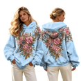 thumbnail image 1 of Womens Plus Size Graphic Hoodies Trendy Floral Printed Hooded Sweatshirts Ladies Loose Fit Pullovers Fall Long Sleeve Tops Y_Blue M, 1 of 7