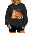 thumbnail image 1 of Womens Plus Size Halloween Cat Pumpkin Sweatshirt Retro 90s Graphic Crewneck Soft Fall Pullover Tops Black M, 1 of 4