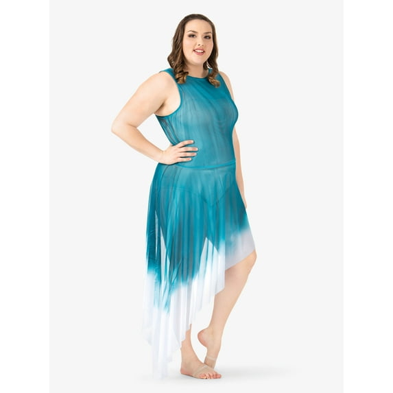 Womens Plus Size Hand Painted Asymmetrical Tank Lyrical Dress