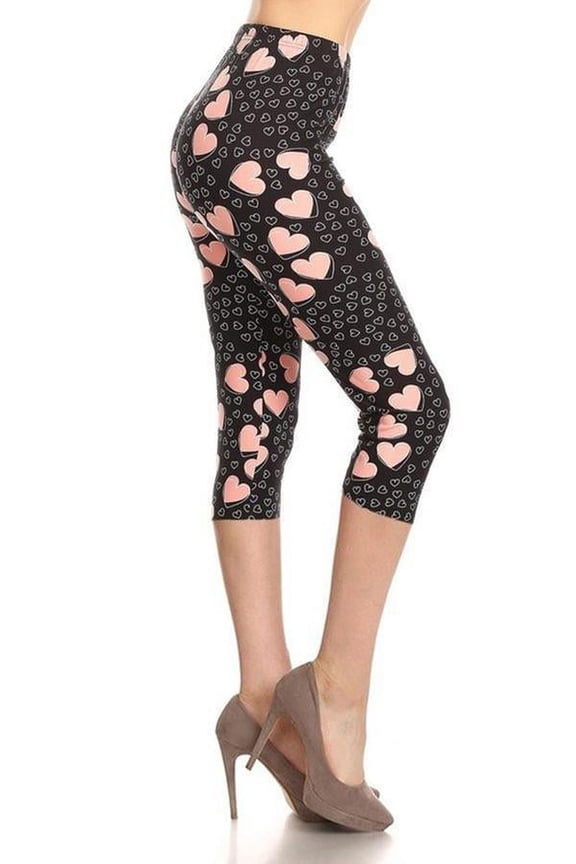 Womens Plus Size Hearts Capri Leggings (One Size Plus)