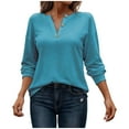 thumbnail image 1 of Womens Plus Size Henley Shirt, Long Sleeve Shirts for Women Casual Loose Fit Solid Color Button Up T-Shirts Fall Clothes, 1 of 6