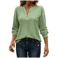 thumbnail image 1 of Womens Plus Size Henley Shirt, Long Sleeve Shirts for Women Casual Loose Fit Solid Color Button Up T-Shirts Fall Clothes, 1 of 6