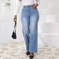 thumbnail image 1 of Womens Plus Size High Rise Bootcut Jeans Women's Fashion Casual High Waist Slim High Stretch Straight Jeans, 1 of 6