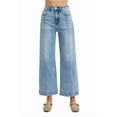 thumbnail image 1 of Womens Plus Size High Rise Crop Wide Leg Jeans Light Blue Wash with Front Seam Detailing and Five Pocket Design Stretch, 1 of 7