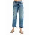thumbnail image 1 of Womens Plus Size High Rise Cropped Boyfriend Jeans with Relaxed Fit and Stretch Denim Medium Blue Wash Casual Wear, 1 of 7