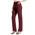 thumbnail image 1 of Womens Plus Size High Waisted Bootcut Pants - Stretchy Wrinkle Resistant Business Casual Dress Trousers with Pockets, Wine,Size 3XL, 1 of 7